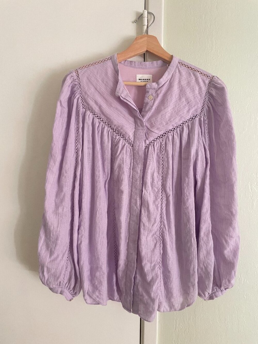 Isabel Marant Étoile Leonard Cotton & Linen Blouson Sleeve Blouse
